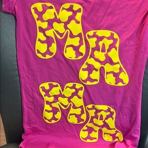 Brand New Pink Graphic T-Shirt with Yellow Vinyl Print